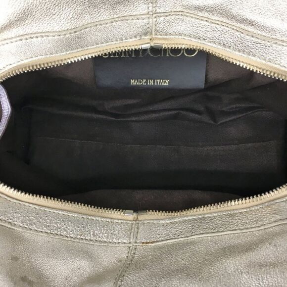 Jimmy Choo (Authentic) Tulita Champagne Gold Leather Buckle Satchel Handbag VGUC - Picture 11 of 12